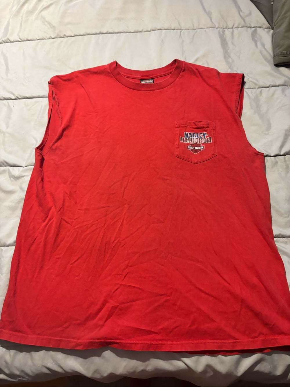 Harley-Davidson Red Sleeveless Pocket Tank